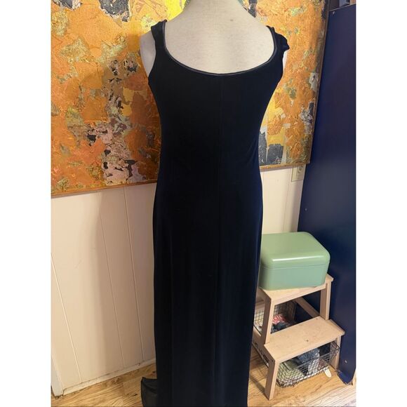 Jessica McClintock Deep Blue Sleeveless Velvet Maxi Dress S14 - Picture 3 of 7